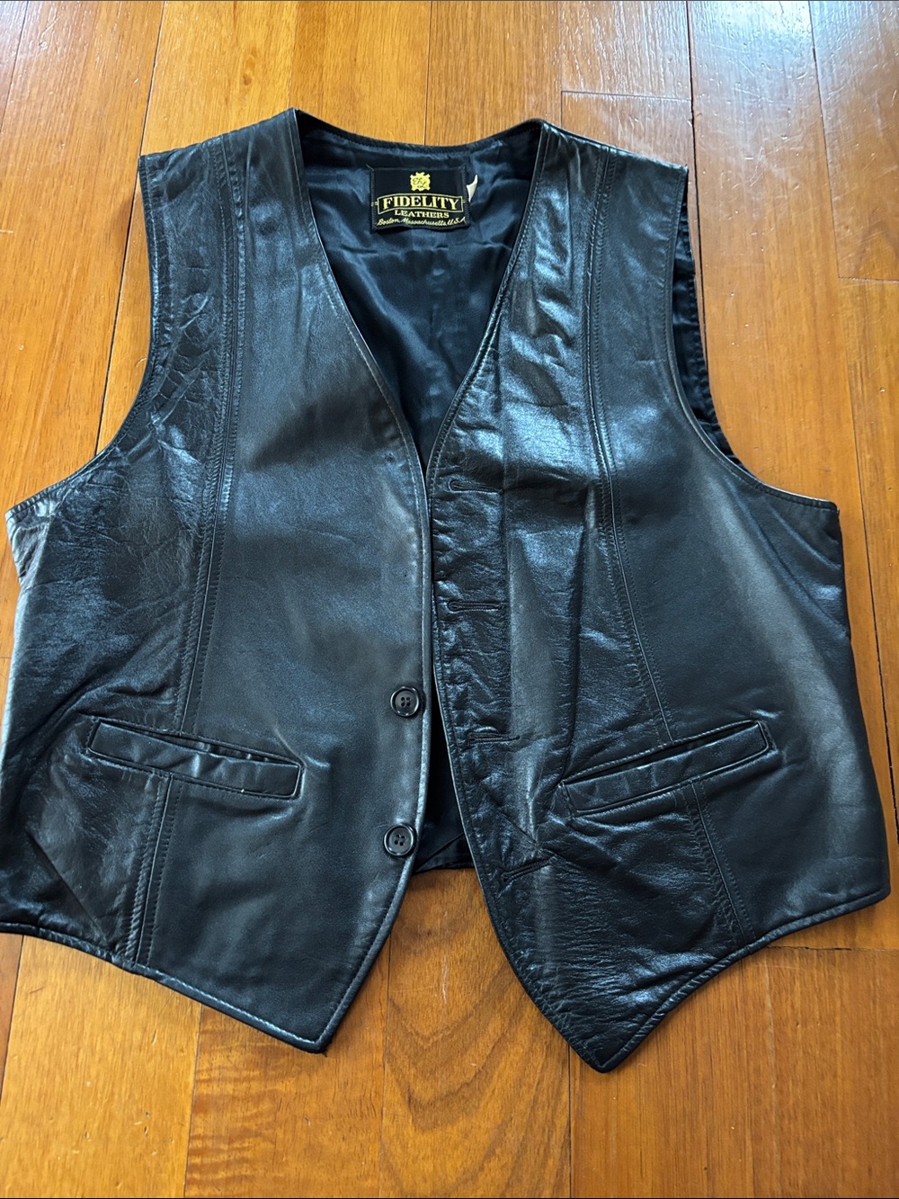 Men's Black Leather Vest